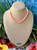 Hawaiian Lilikoi Lei Necklace - Cream with Pink “Long Drops” - 19”