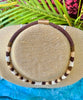 Cream Luster, Brown and White Hawaiian Pakalana Lei Necklace - 21"