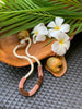Hawaiian Glass Lei Necklace - Luster Creme with Pink/Brown Lilikoi Beads - 24”