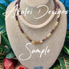 Hawaiian Lilikoi Lei Necklace - Cream and Dark Gray Matte “Long Drops” - 21”