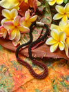 Hawaiian Lei Glass Bead Necklace - Red Picasso “Rizo” Beads with Matte Black Beads- 20”