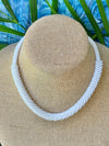 Hawaiian Lilikoi Necklace Lei - Matte White - 22” (Wedding Design)