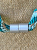 Light Blue, Teal Fiber with Silver Metallic Fiber Necklace Lei & Hat Band- 21"
