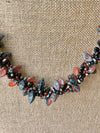 Black/Gray/Rust Beaded Kumihimo Necklace - 26" (one-of-a-kind)
