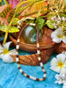 Cream Luster, Brown and White Hawaiian Pakalana Lei Necklace - 21"