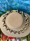 Gold, Silver & Black Metallic Fiber & Hat Band- 21"