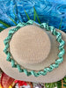 Green Toned  & Beige with Blue Center Necklace Lei & Hat Band- 21"