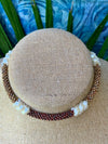 Hawai’i Inspired "Forbidden Island" Choker Necklace with Red Focal Section - 14"