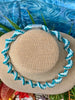 Light Blue, Teal Fiber with Silver Metallic Fiber Necklace Lei & Hat Band- 21"