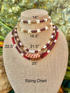 Red and Brown Picasso Orchid Lei Necklace - 22"
