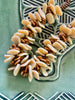 Beige & Cognac Brown Beaded Hawaiian Haku Rose Petal Lei - 22"