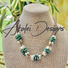 Blue Lentil Beads with Gold Ivory Mushroom Hawaiian Haku Lei Mini (5 Clusters)  - 25"