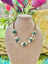 Blue Lentil Beads with Gold Ivory Mushroom Hawaiian Haku Lei Mini (5 Clusters)  - 25"