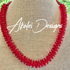 Red Orchid Lei Necklace  - 24” w/ gold magnetic clasp