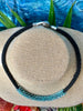 Blue Luster Mini Drops Lilikoi Necklace Lei with Matte Black 22.5”