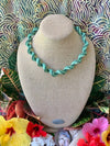 Green Toned  & Beige with Blue Center Necklace Lei & Hat Band- 21"