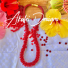 Red Orchid Lei Necklace  - 24” w/ gold magnetic clasp
