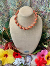 Orange Silk Fiber & Metallic Japanese Necklace Lei- 18"