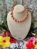 Orange Silk Fiber & Metallic Japanese Necklace Lei- 18"