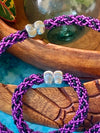 Purple & Black Necklace and Bracelet: Continuous beaded braid -22.5” (combo)