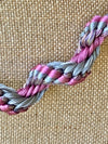 Dark Gray Silk, Purple Imitation Silk & Metallic Necklace Lei & Hat Band - 23"