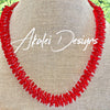 Red Orchid Lei Necklace  - 24” w/ gold magnetic clasp