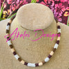 Cream Luster, Brown and White Hawaiian Pakalana Lei Necklace - 21"