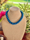 Blue Two-toned Kumihimo Fiber Necklace Lei and Hat Band - 20"