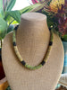 Chartreuse Green, Yellow, Brown Picasso Island Style Necklace  - 24"