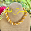 Fiber Wheat/Gold Kumihimo Necklace:  20" to 24"