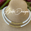 Double Strand White "Hawaiian Island Inspired" Necklace with Yellow Drops - 43”