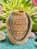 Hawaiian Beaded Oimatsu Necklace Lei  - Dark Denim Blues (27")