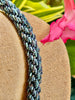 Hawaiian Beaded Oimatsu Necklace Lei  - Dark Denim Blues (27")