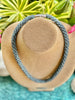 Hawaiian Beaded Oimatsu Necklace Lei  - Dark Denim Blues (27")