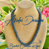 Hawaiian Beaded Oimatsu Necklace Lei  - Dark Denim Blues (27")