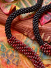 Hawaiian Lei Glass Bead Necklace - Red Picasso Lilikoi Matte Black 20”