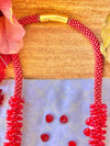 Red Orchid Lei Necklace  - 24” w/ gold magnetic clasp