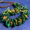 Emerald Green with Beige Hawaiian Haku Rose Petal Lei Necklace- 21"