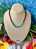 Blue Luster Mini Drops Lilikoi Necklace Lei with Matte Black 22.5”