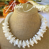 White Wedding Ginger Contemporary Lei Necklace  - 22"
