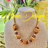 Golden Orange Rose Petal Beaded Hawaiian Haku Lei Mini (5 Clusters)  - 24"