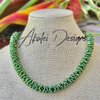 Metallic Green (Rare) Orchid Lei with gold magnetic end caps- 24”