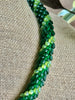 Green & Chartreuse Stripped Scales Necklace  Lei - 21"