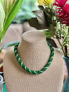 Green & Chartreuse Stripped Scales Necklace  Lei - 21"