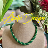 Green & Chartreuse Stripped Scales Necklace  Lei - 21"