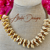 Beige & Cognac Brown Beaded Hawaiian Haku Rose Petal Lei - 22"