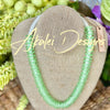 Transparent Green with White Orchid Lei Necklace - 21"