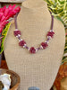 Oxblood Red Rose Petal w/ Pink Mushroom Beaded Hawaiian Haku Lei Mini (5 Clusters)  - 24"