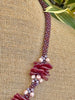 Oxblood Red Rose Petal w/ Pink Mushroom Beaded Hawaiian Haku Lei Mini (5 Clusters)  - 24"