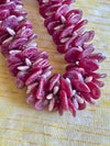 Red Picasso Rose Petals & Pink Beaded Hawaiian Haku Lei - 21"